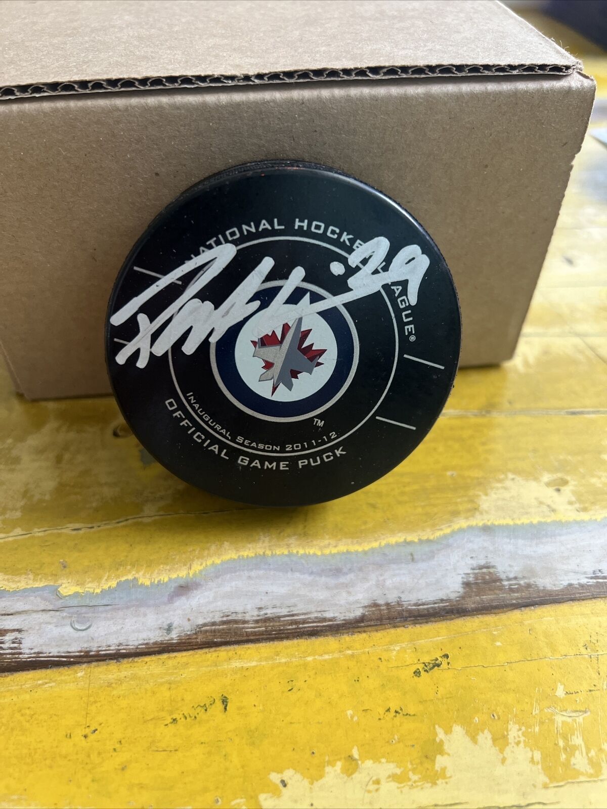 NHL Patrik Laine Rookie Autographed Signed Jets Official Game Puck JSA COA