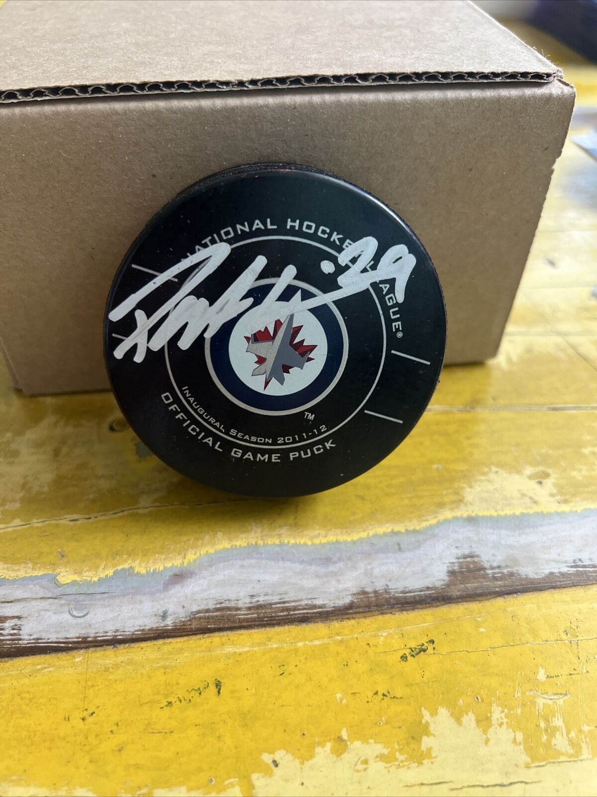 NHL Patrik Laine Rookie Autographed Signed Jets Official Game Puck JSA COA