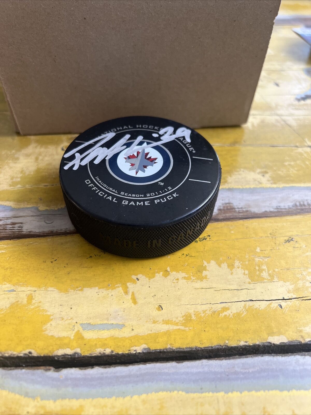 NHL Patrik Laine Rookie Autographed Signed Jets Official Game Puck JSA COA