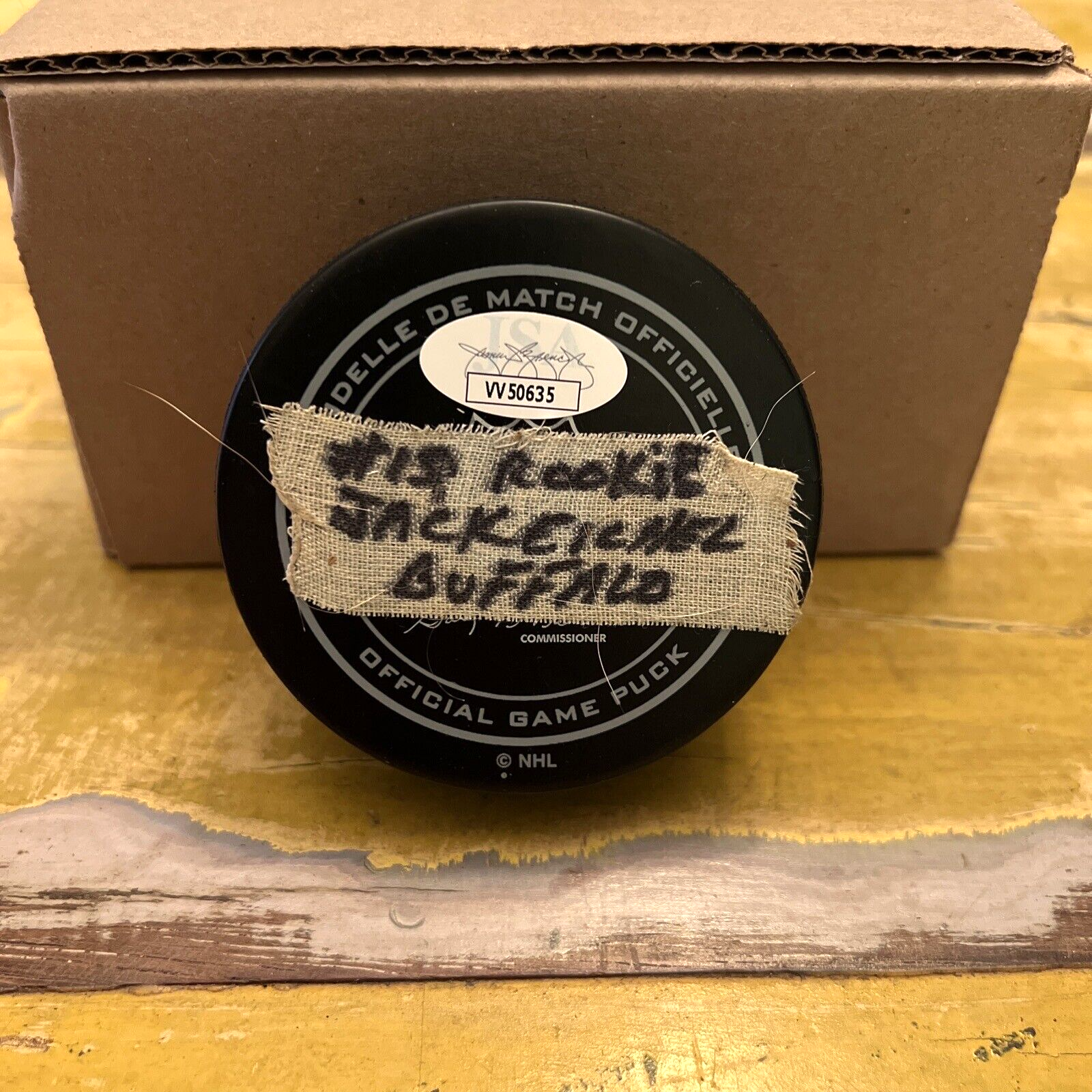 NHL Jack Eichel Autographed Signed Sabres Official Game Puck JSA COA