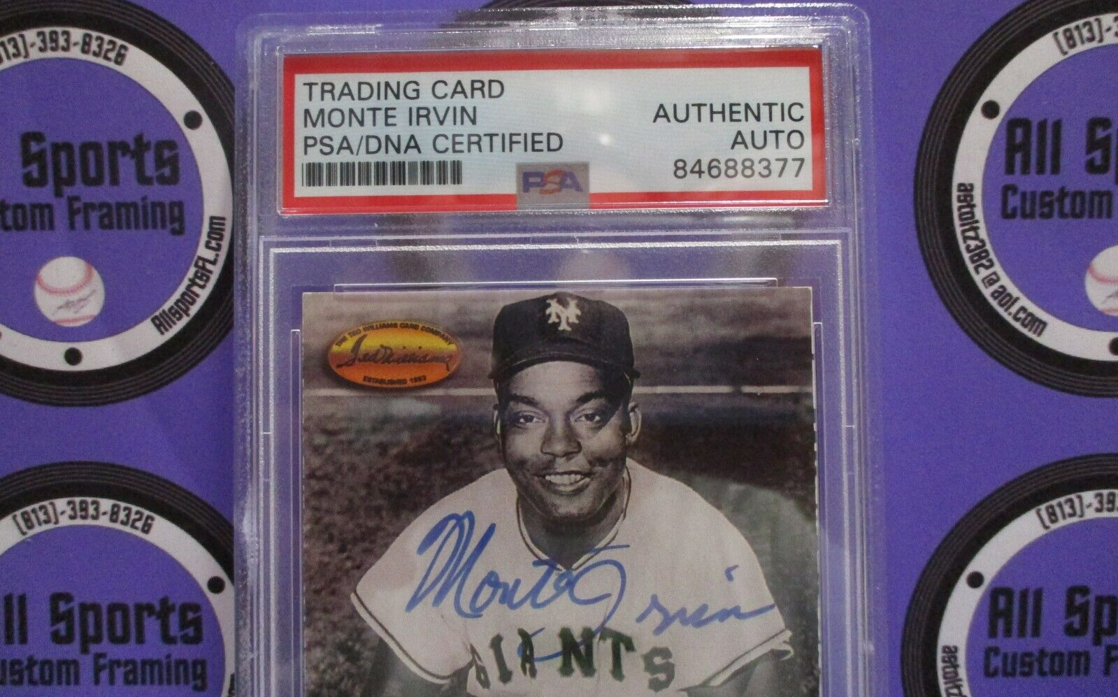 Monte Irvin Giants Autographed 1993 Ted Williams Baseball Card #136 PSA Slab