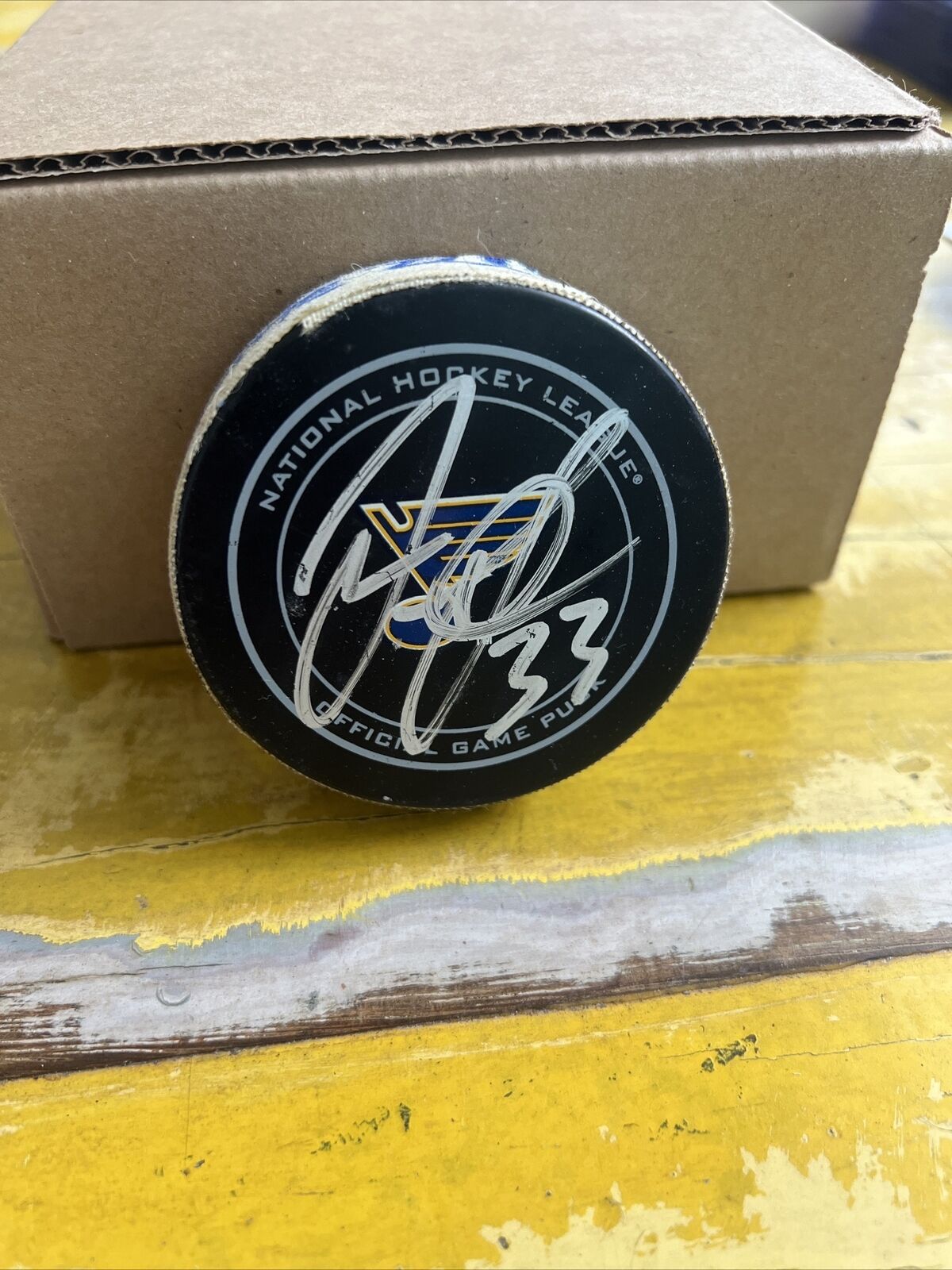 NHL Jordan Leopold Autographed Signed Blues Official Game Puck JSA COA