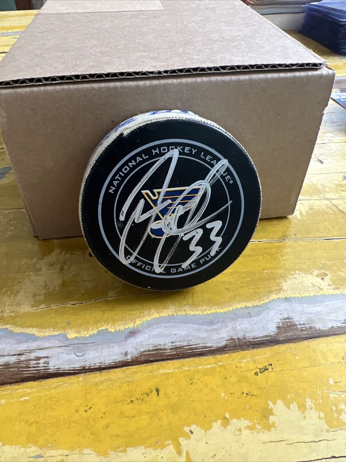 NHL Jordan Leopold Autographed Signed Blues Official Game Puck JSA COA