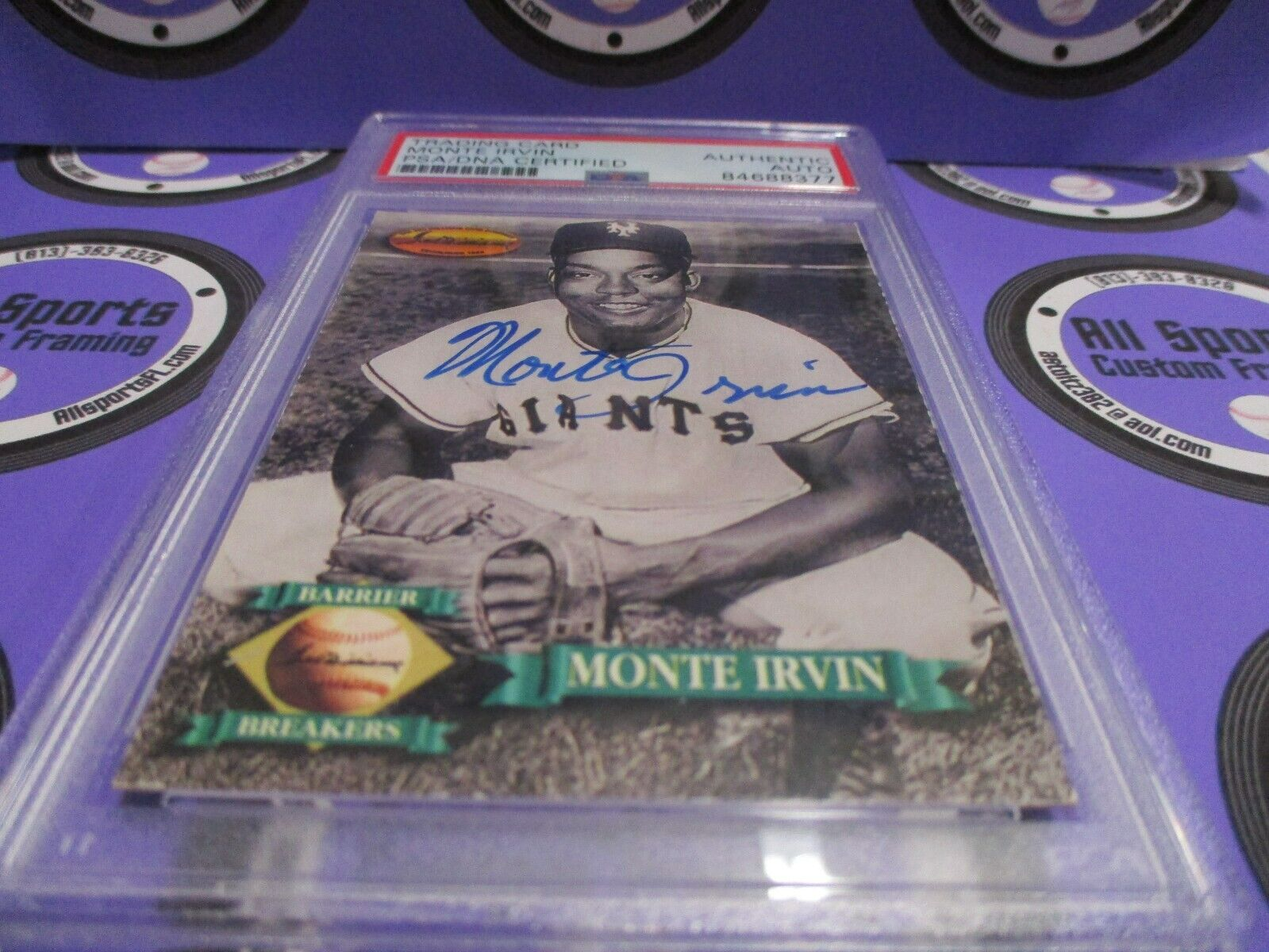 Monte Irvin Giants Autographed 1993 Ted Williams Baseball Card #136 PSA Slab