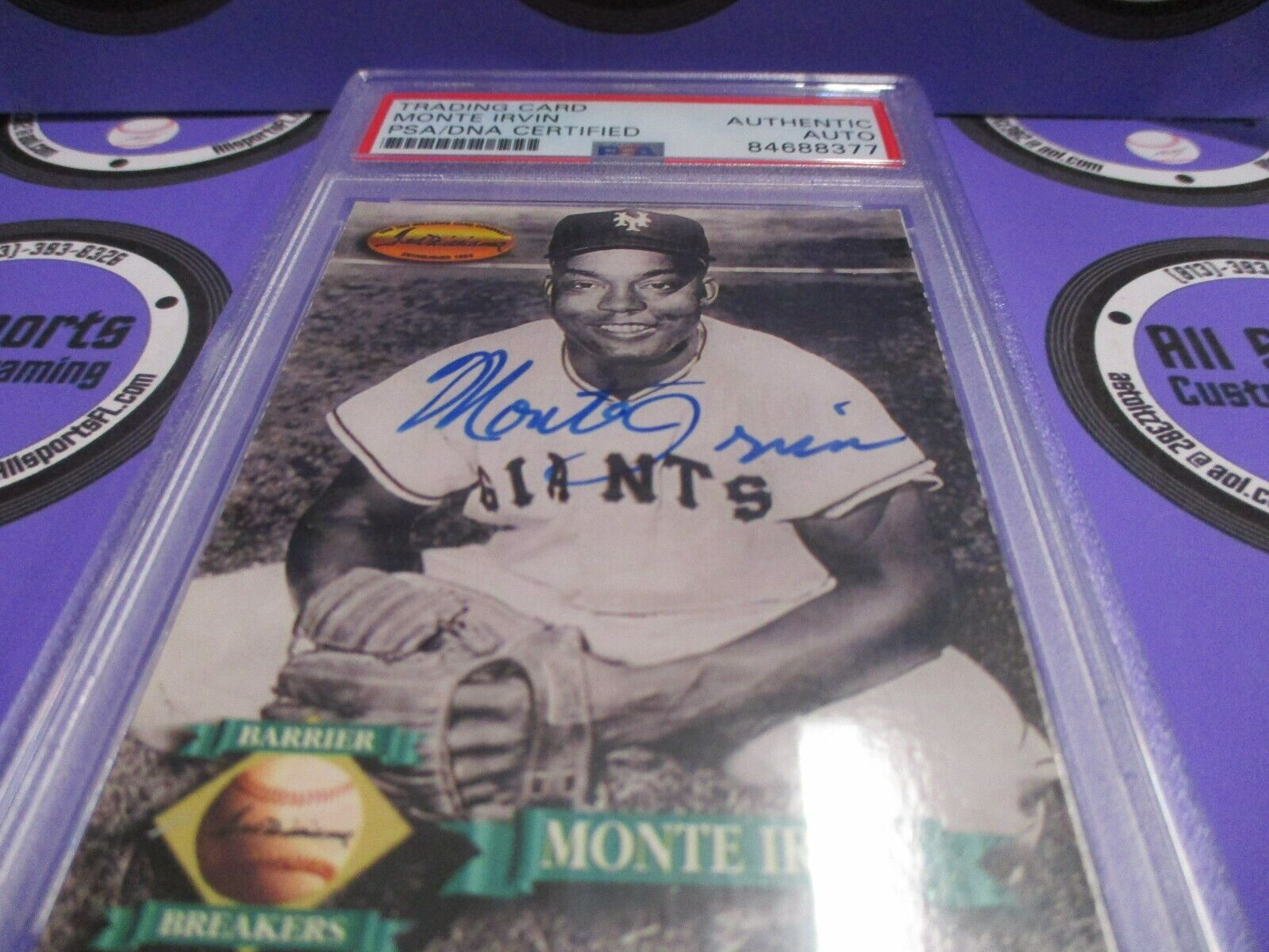 Monte Irvin Giants Autographed 1993 Ted Williams Baseball Card #136 PSA Slab