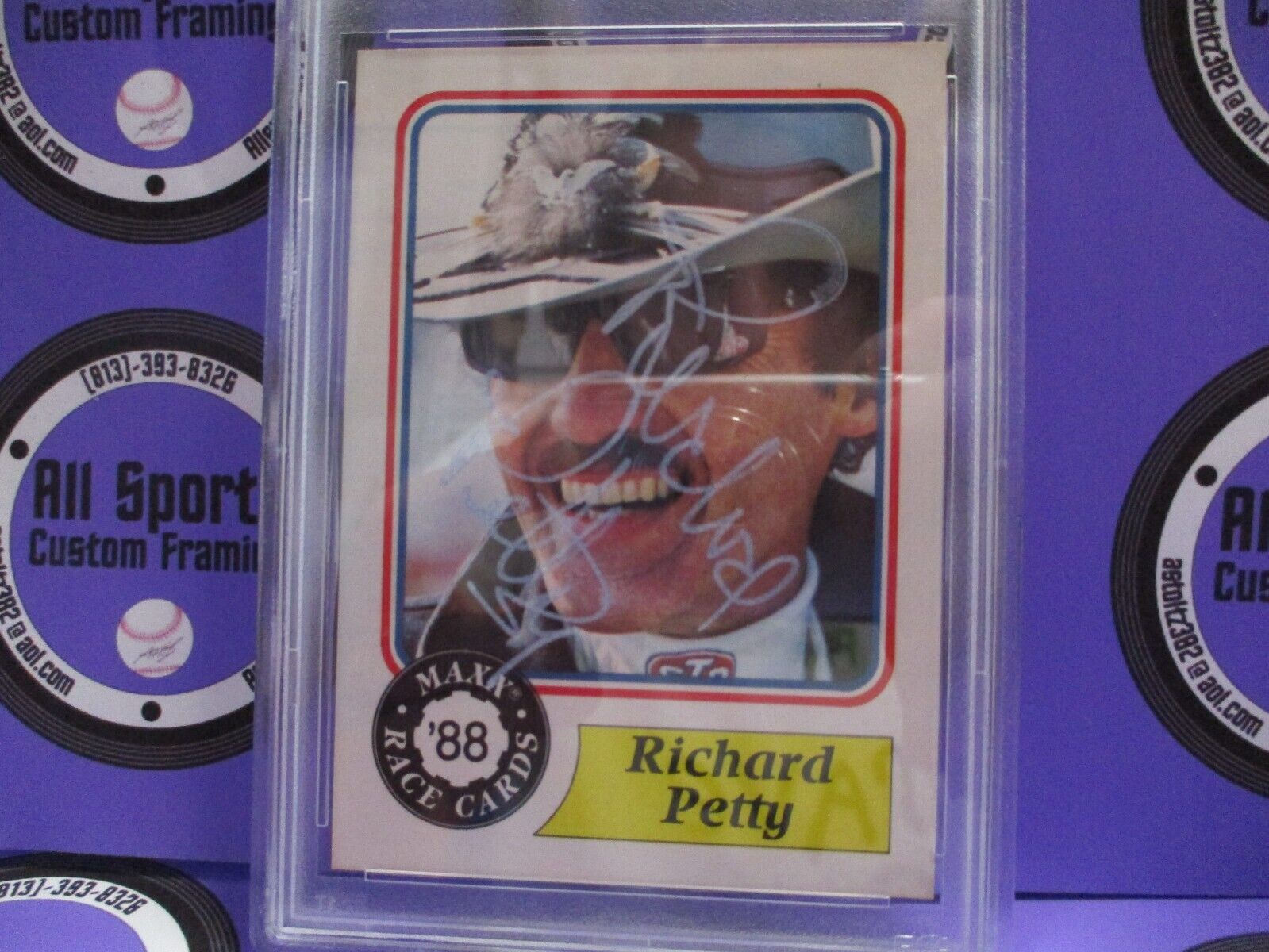 Richard Petty Autographed Signed 1988 Nascar Maxx Racing Cards #43 PSA Slab