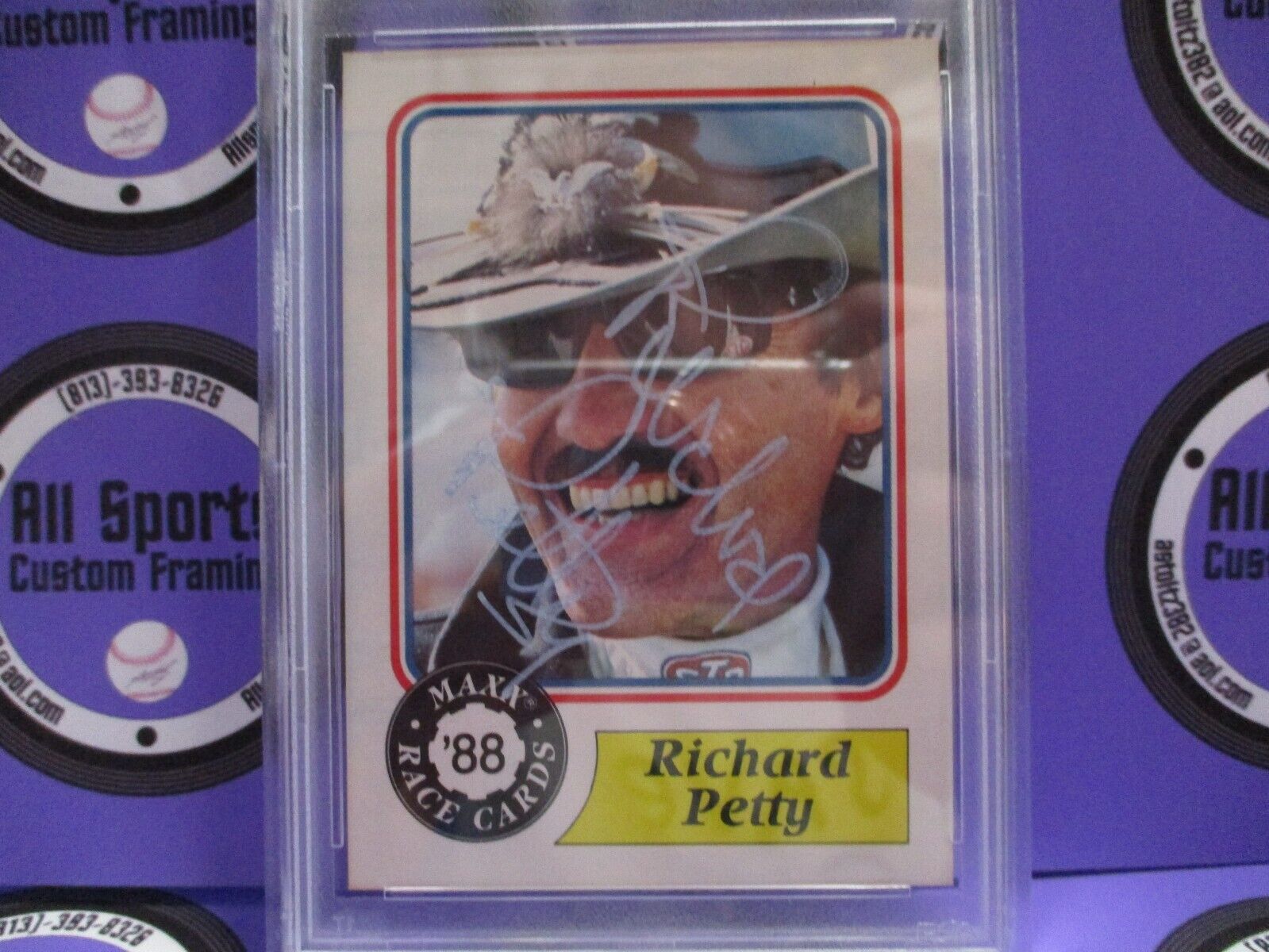 Richard Petty Autographed Signed 1988 Nascar Maxx Racing Cards #43 PSA Slab