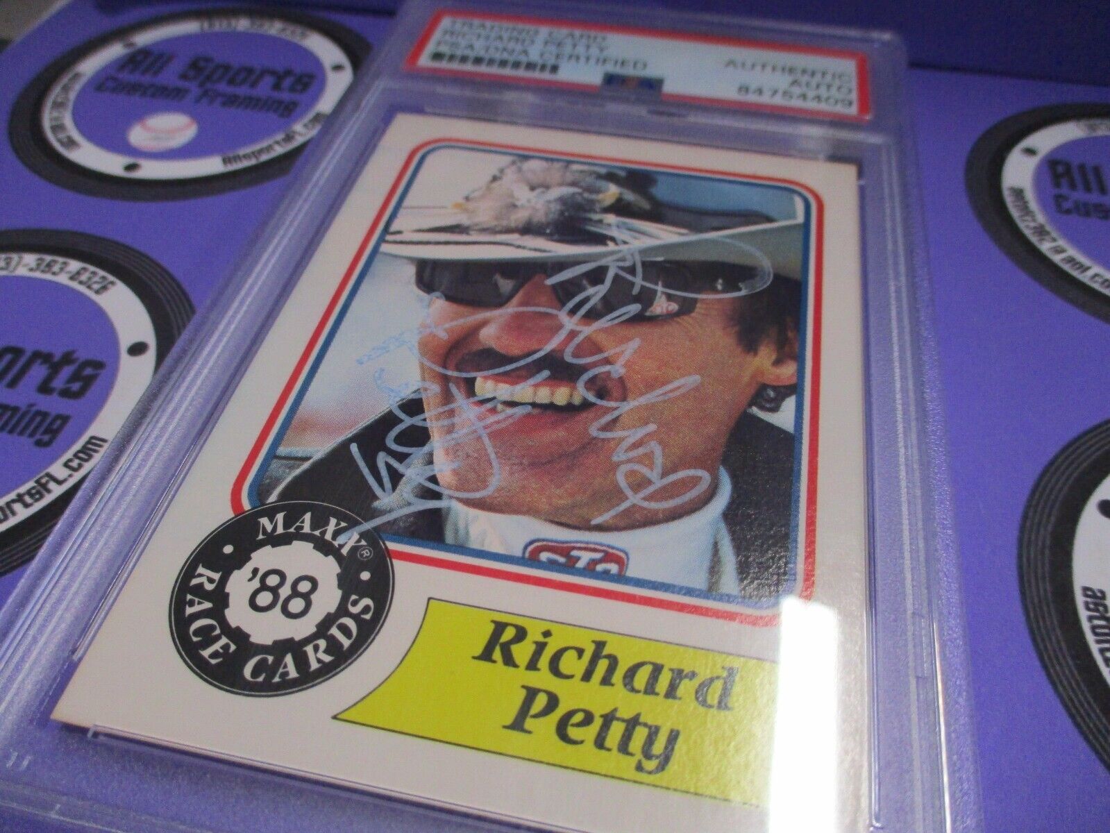 Richard Petty Autographed Signed 1988 Nascar Maxx Racing Cards #43 PSA Slab