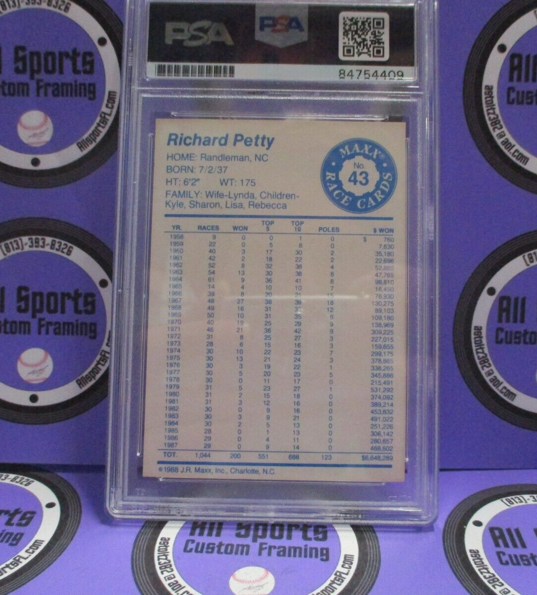 Richard Petty Autographed Signed 1988 Nascar Maxx Racing Cards #43 PSA Slab