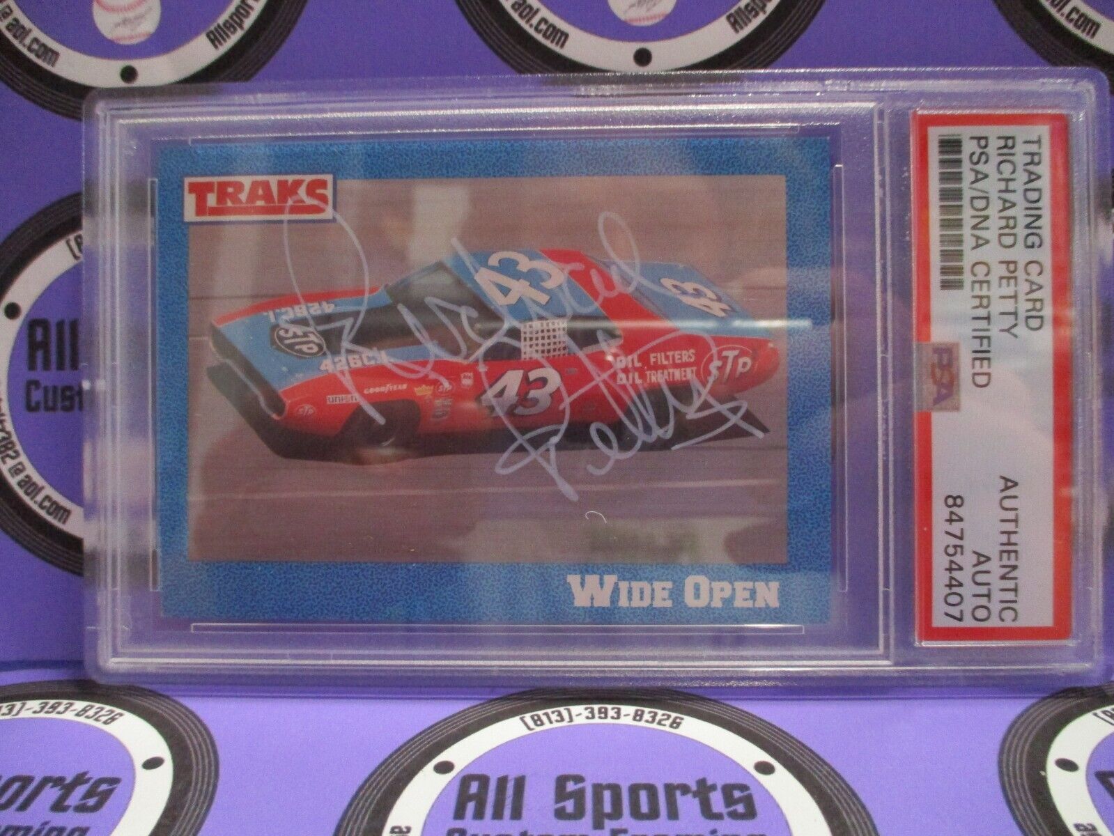 Richard Petty Autographed Signed 1991 Traks Nascar Racing Card #2 PSA Slab