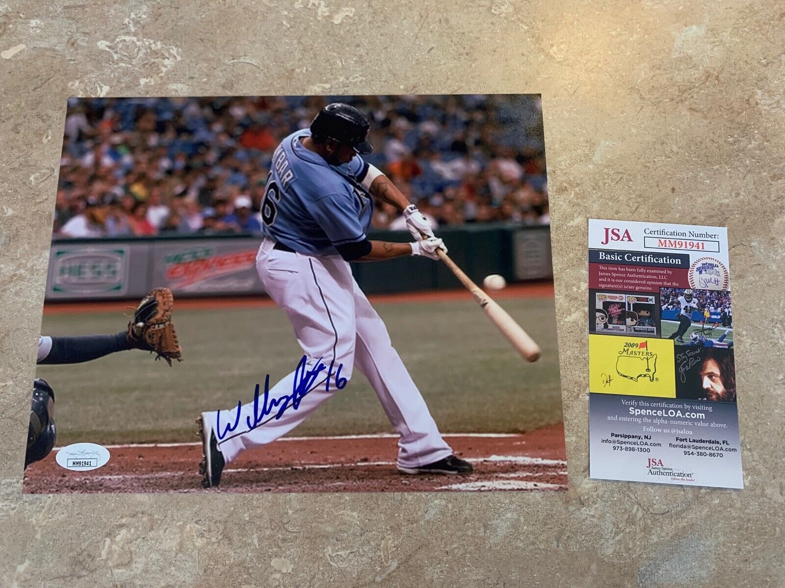 Willy Aybar 2008 Tampa Bay Rays Autographed 8x10 Sports Photo B JSA COA #MM91941