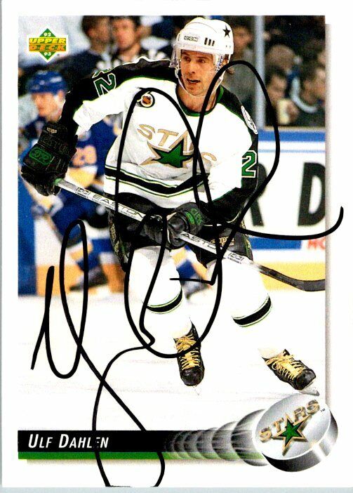 Ulf Dahlen Minnesota North Stars Hand Signed 1992-93 UD Hockey Card #250 NM-MT