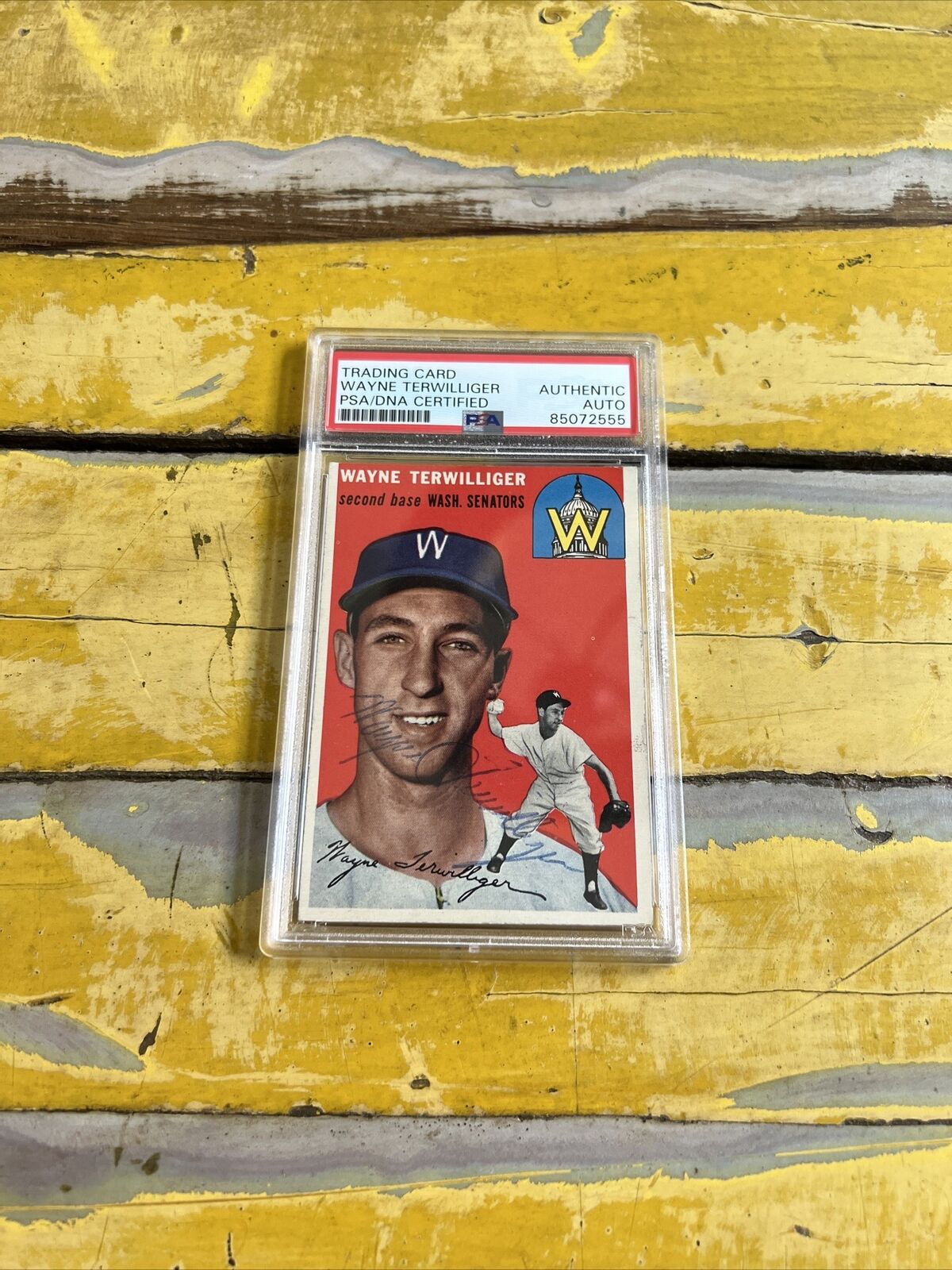 Wayne Terwilliger Autographed Signed Vintage 1954 Topps Card #73 PSA Slab