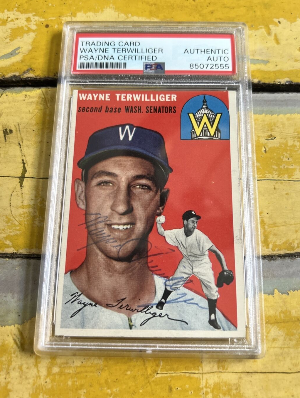 Wayne Terwilliger Autographed Signed Vintage 1954 Topps Card #73 PSA Slab