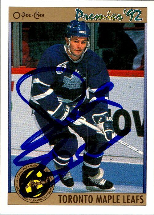 Dave Ellet Maple Leafs Hand Signed 1992-93 OPC Hockey Card #180 NM-MT