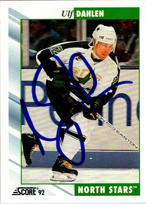 Ulf Dahlen North Stars Hand Signed 1992-93 Score Hockey Card #330 NM-MT