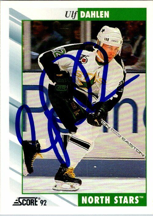 Ulf Dahlen North Stars Hand Signed 1992-93 Score Hockey Card #330 NM-MT