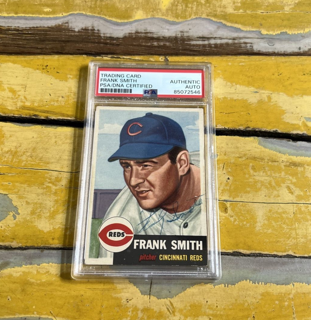 MLB Frank Smith Reds Autographed Signed Vintage 1953 Topps Card #116 PSA Slab