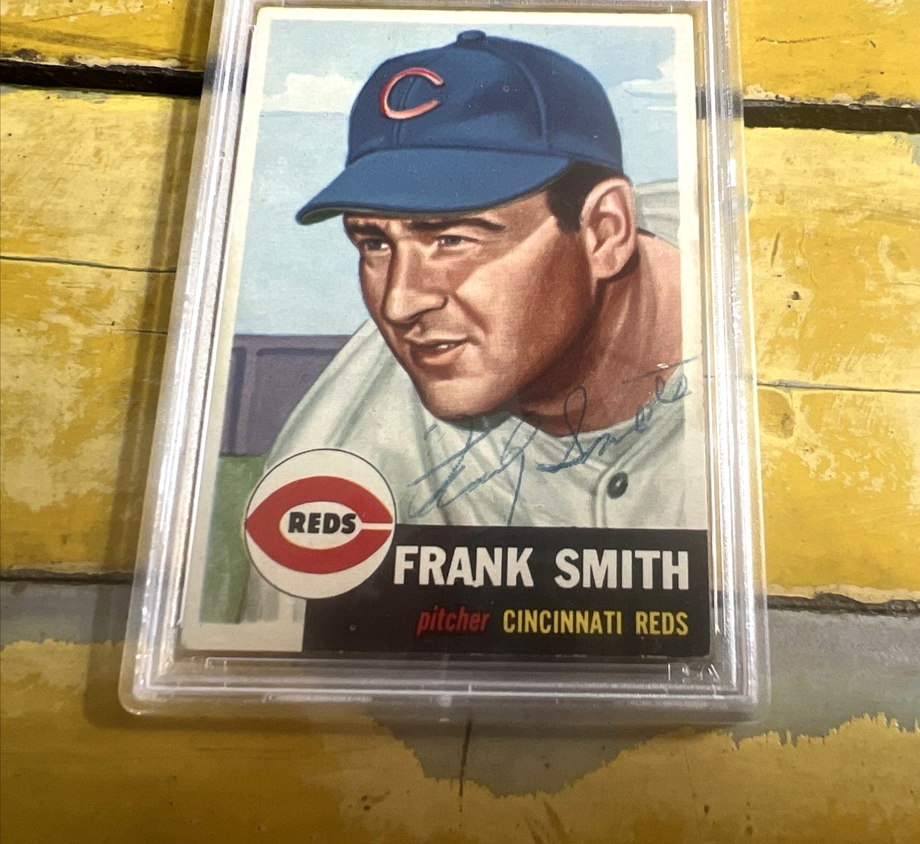 MLB Frank Smith Reds Autographed Signed Vintage 1953 Topps Card #116 PSA Slab