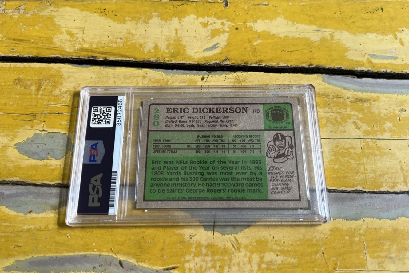 NFL Eric Dickerson Rams Autographed Signed 1984 Topps Rookie Card #280 PSA Slab