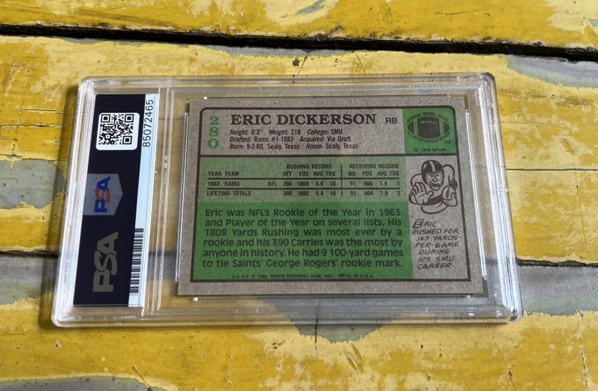 NFL Eric Dickerson Rams Autographed Signed 1984 Topps Rookie Card #280 PSA Slab