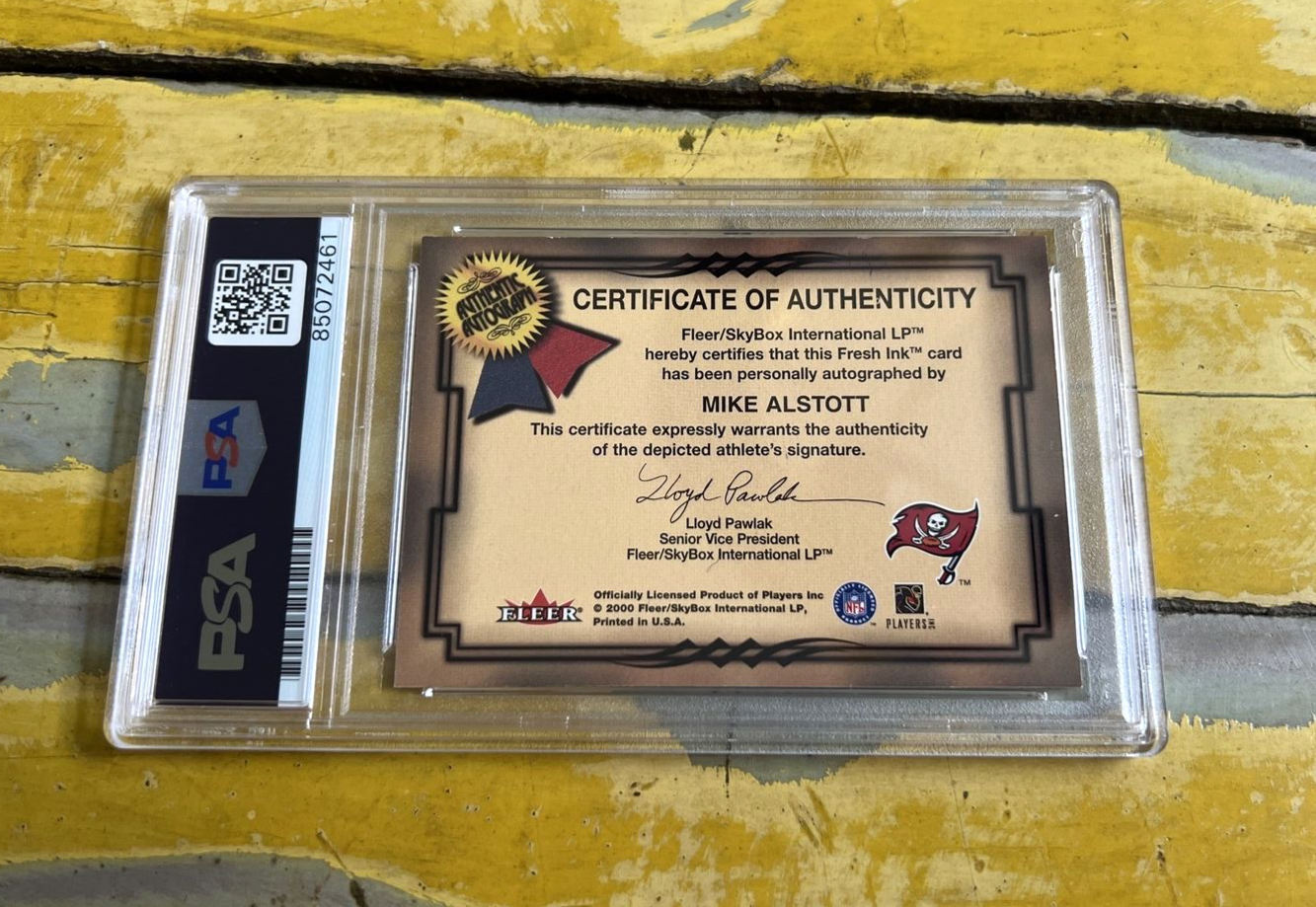 NFL Mike Alstott Autographed Signed 2000 Fleer Autographics Card PSA Slab