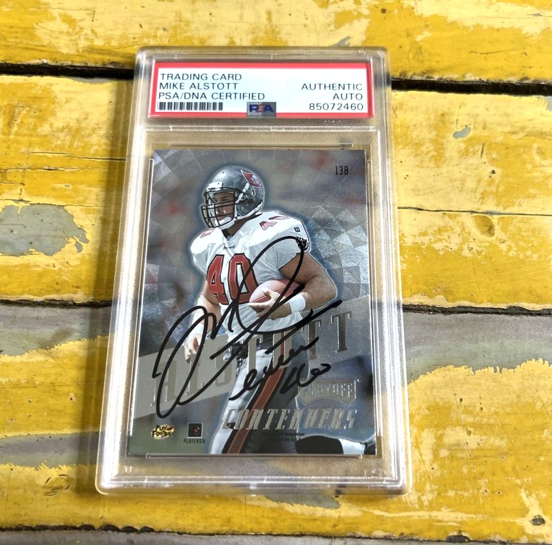 NFL Mike Alstott Autographed Signed 1998 Playoff Contenders Card #138 PSA Slab