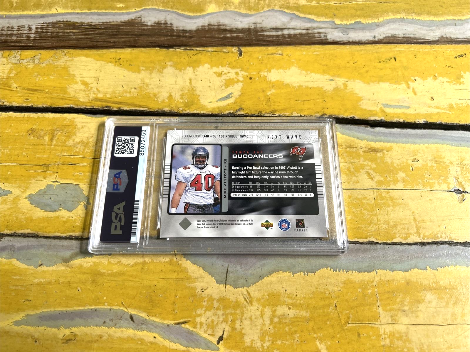 NFL Mike Alstott Autographed Signed 1998 Upper Deck Full Sign. Card PSA Slab