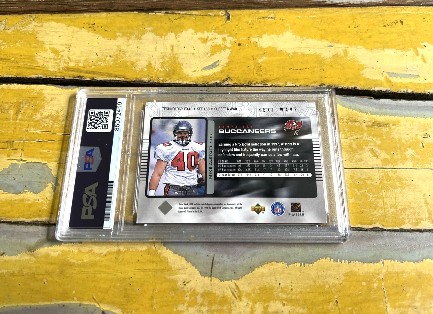 NFL Mike Alstott Autographed Signed 1998 Upper Deck Full Sign. Card PSA Slab