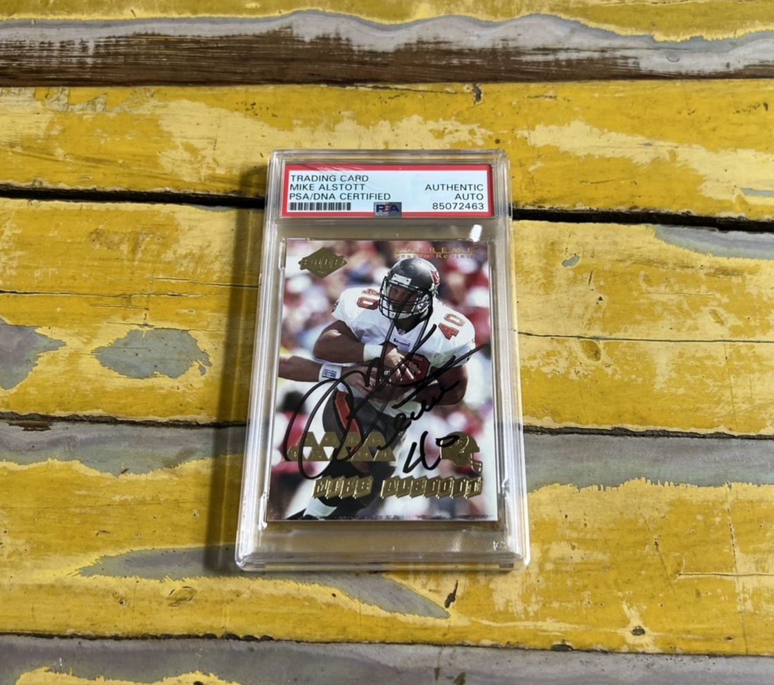 NFL Mike Alstott Autographed Signed 1998 GI Collectors Edge Card #179 PSA Slab