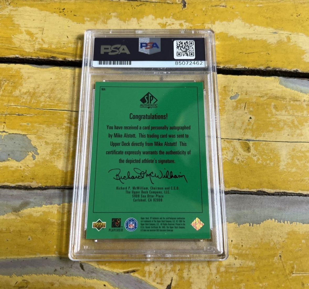 NFL Mike Alstott Autographed Signed 1998 Upper Deck SP Auth. Card PSA Slab