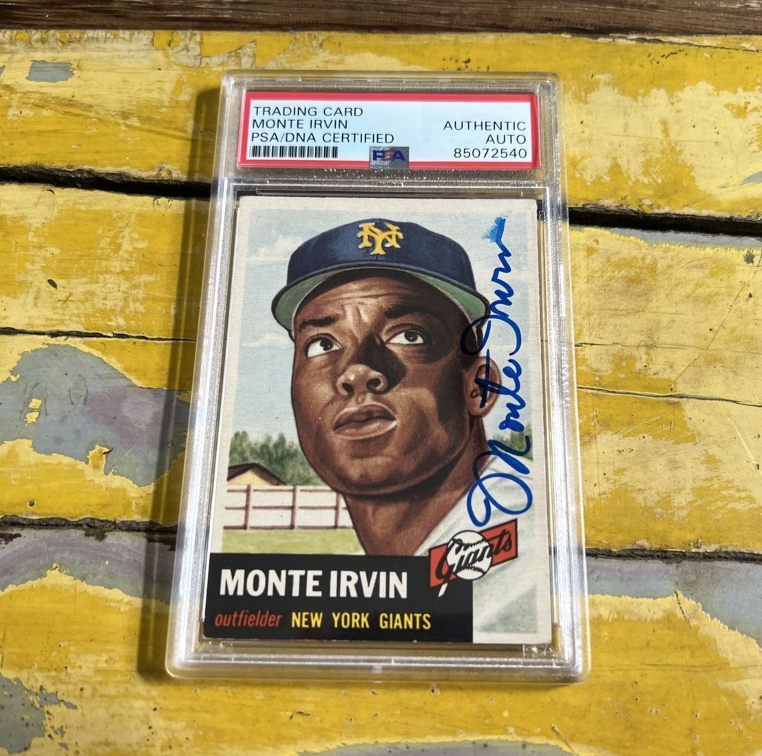 Monte Irvin NY Giants Autographed Signed 1953 Topps Baseball Card #62 PSA Slab