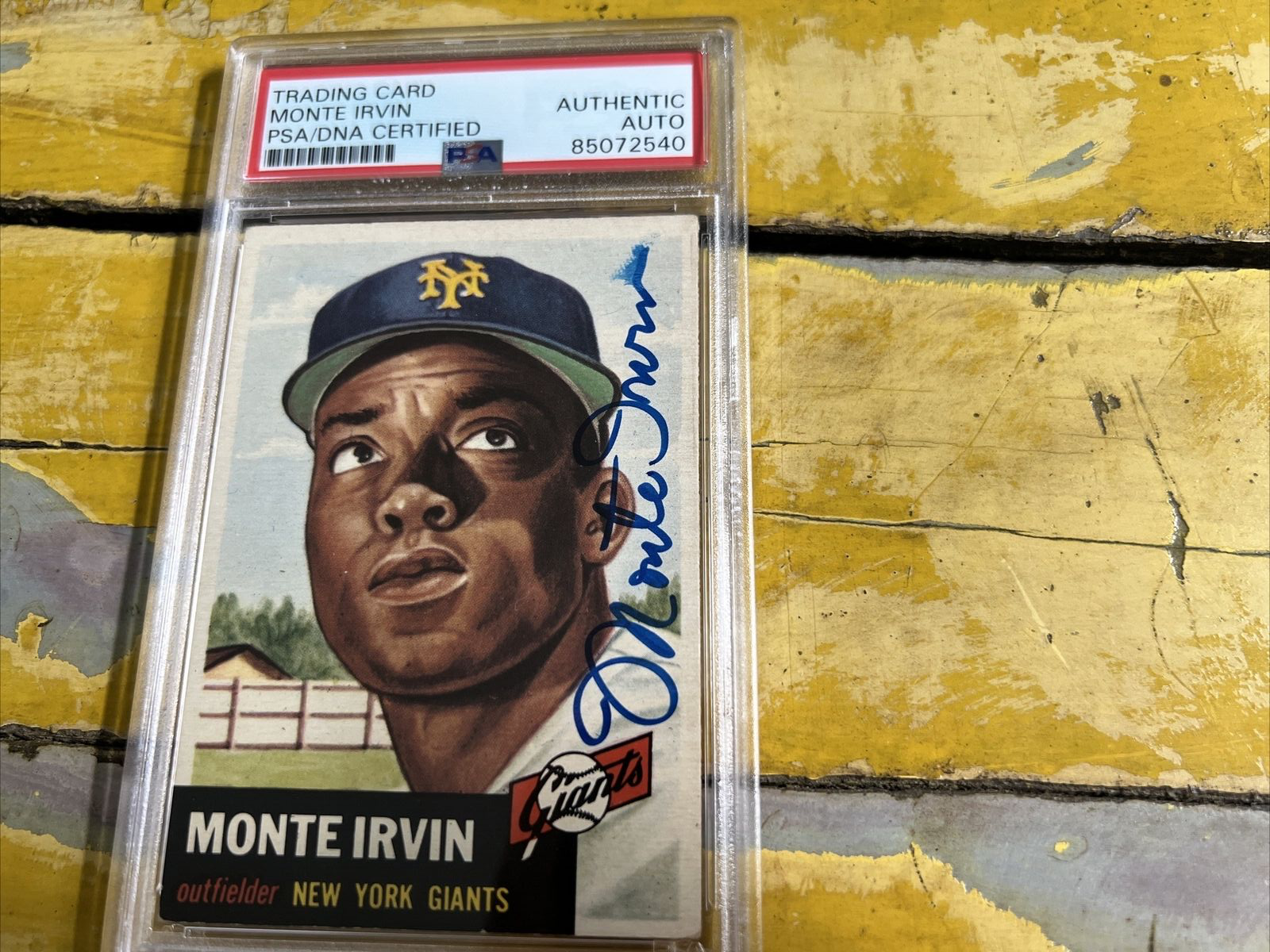 Monte Irvin NY Giants Autographed Signed 1953 Topps Baseball Card #62 PSA Slab