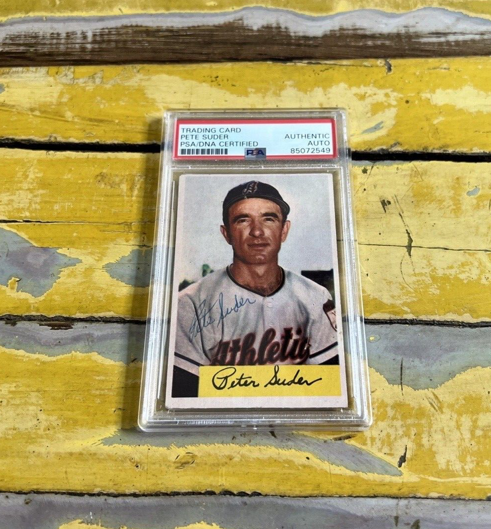 Pete Super Athletics Autographed Signed 1954 Bowman Baseball Card #99 PSA Slab