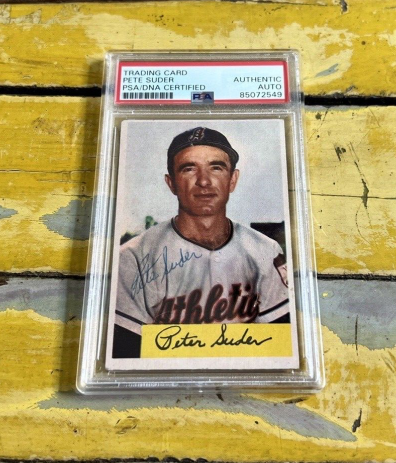 Pete Super Athletics Autographed Signed 1954 Bowman Baseball Card #99 PSA Slab