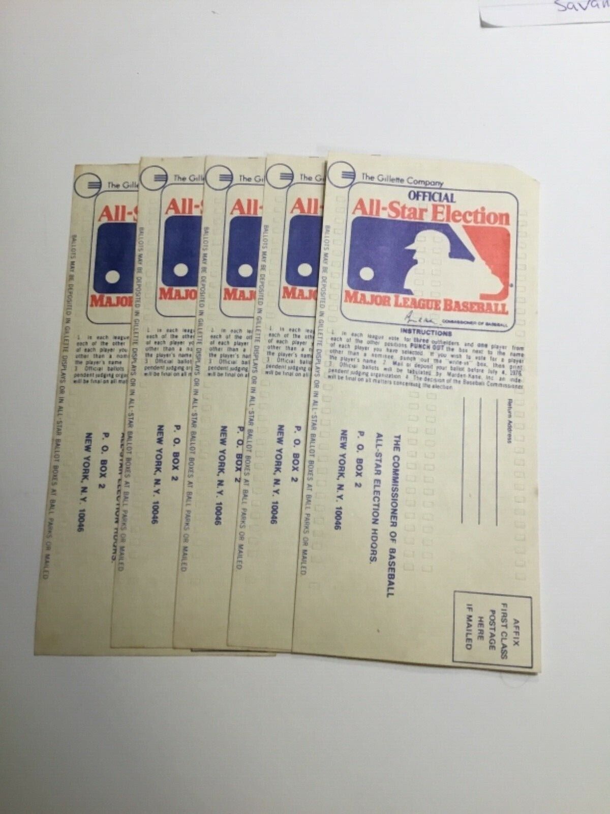 1976 MLB All Star Gillette Ballot Rose Yaz Lot of  Unpunched