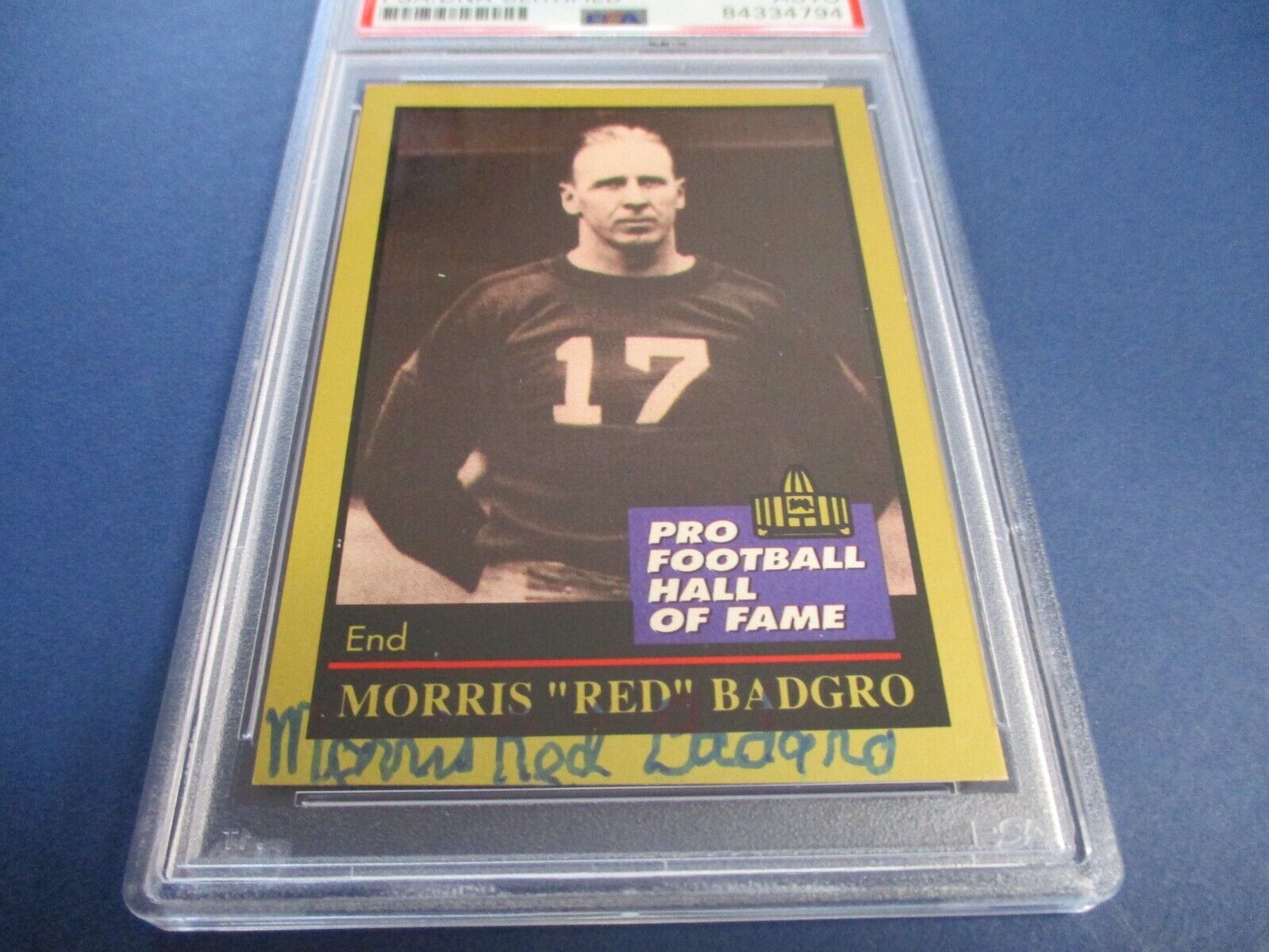 Red Badgro HOF 1981 Autographed Signed 1991 Enor Card #5 PSA Slab Auth.