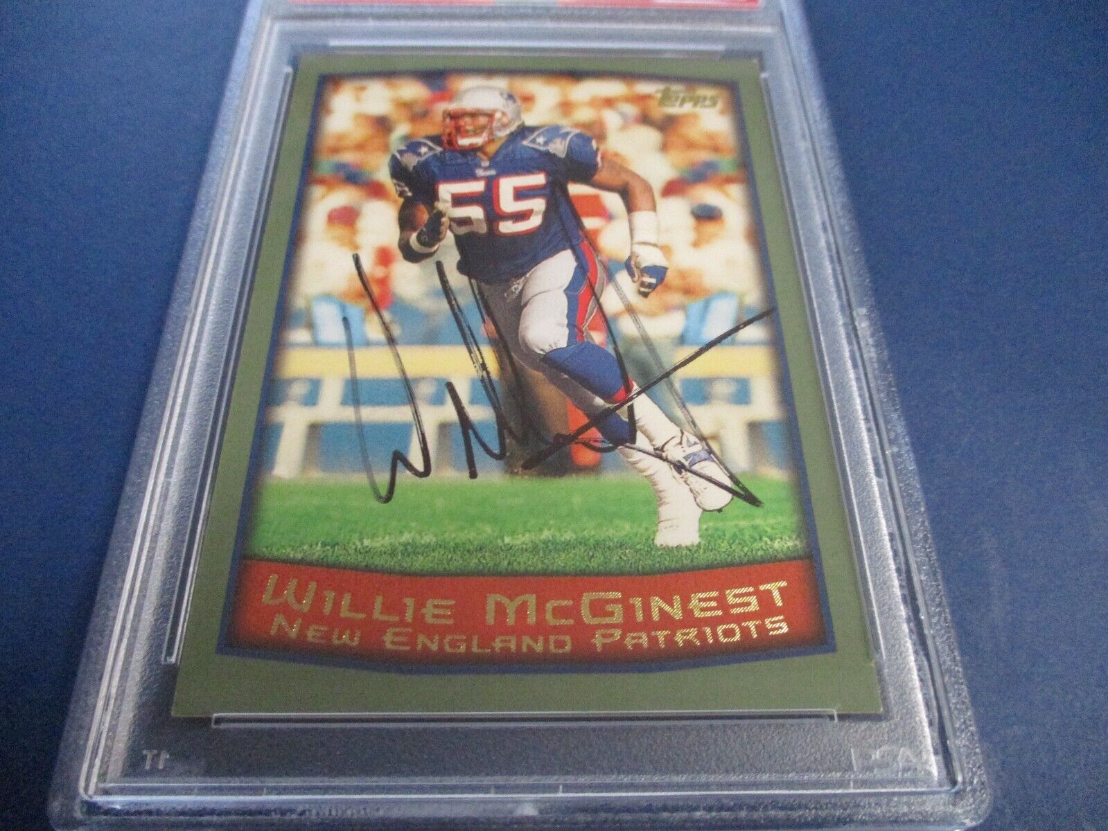 Willie McGinest Patriots Autographed Signed 1999 Topps Card #155 PSA Slab Auth.