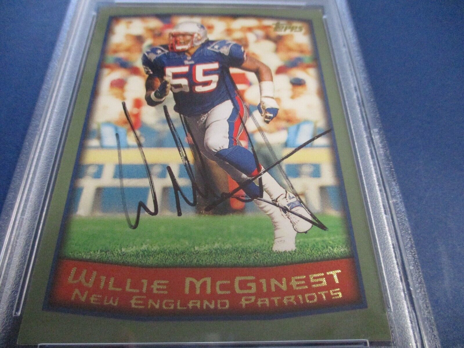 Willie McGinest Patriots Autographed Signed 1999 Topps Card #155 PSA Slab Auth.