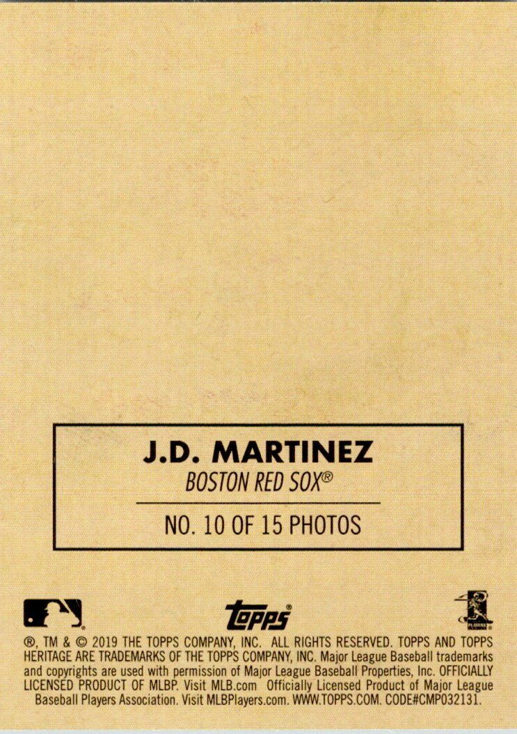 Topps Heritage 2019 J.D. Martinez Base and Sticker Card lot of 2