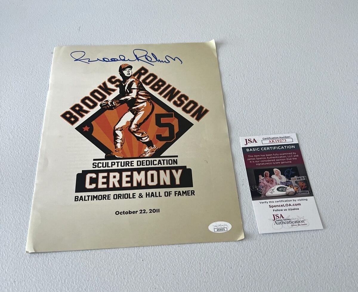 MLB Brooks Robinson Autographed Signed Sculpture Dedication Program JSA COA