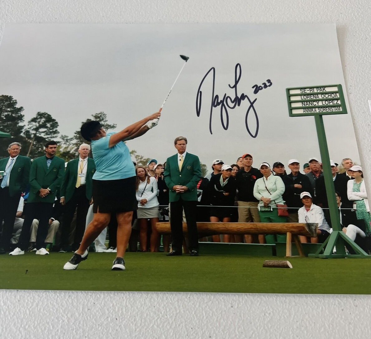 Nancy Lopez "Golf" Autographed Signed 2023 Masters Tee Off 8x10 Photo JSA COA