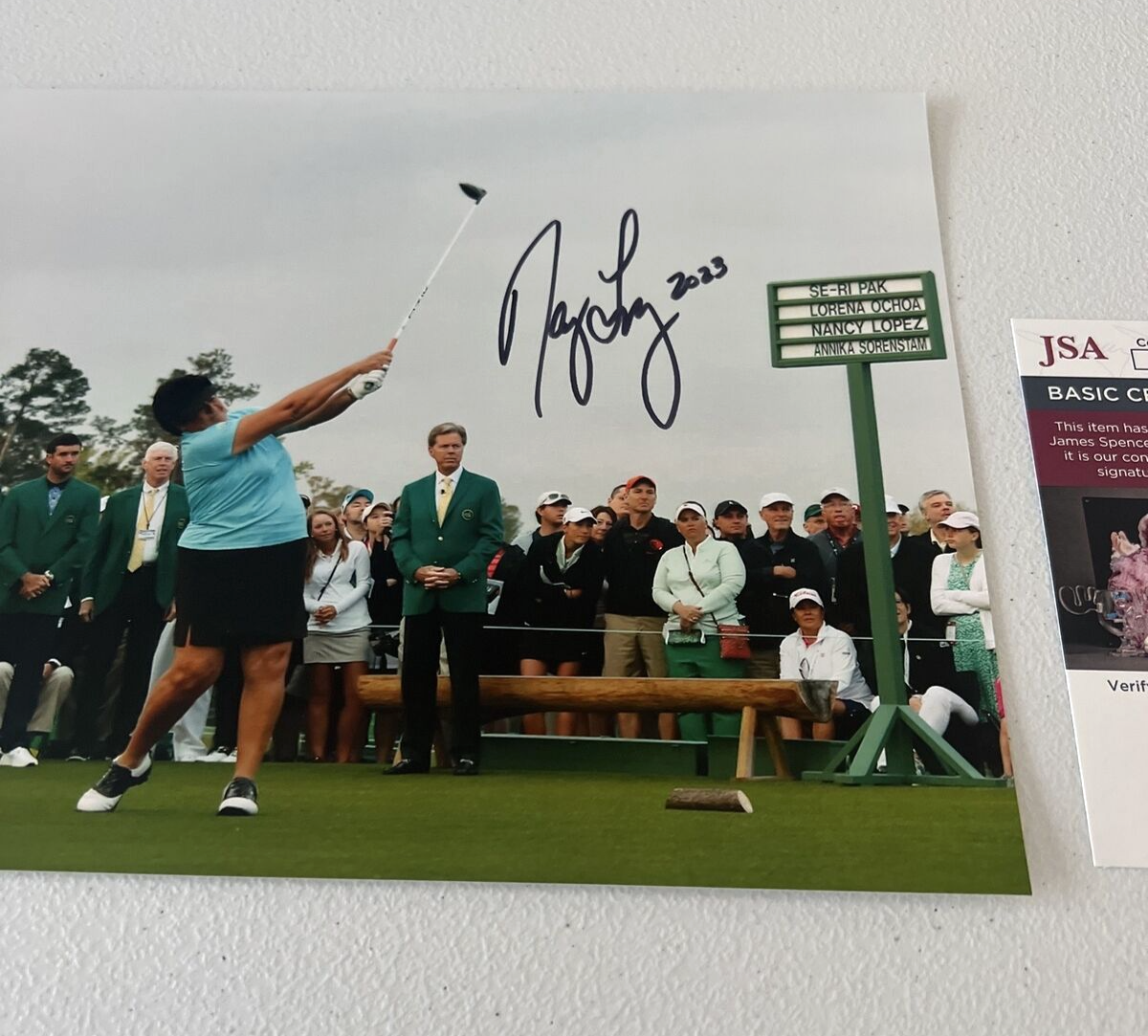 Nancy Lopez "Golf" Autographed Signed 2023 Masters Tee Off 8x10 Photo JSA COA