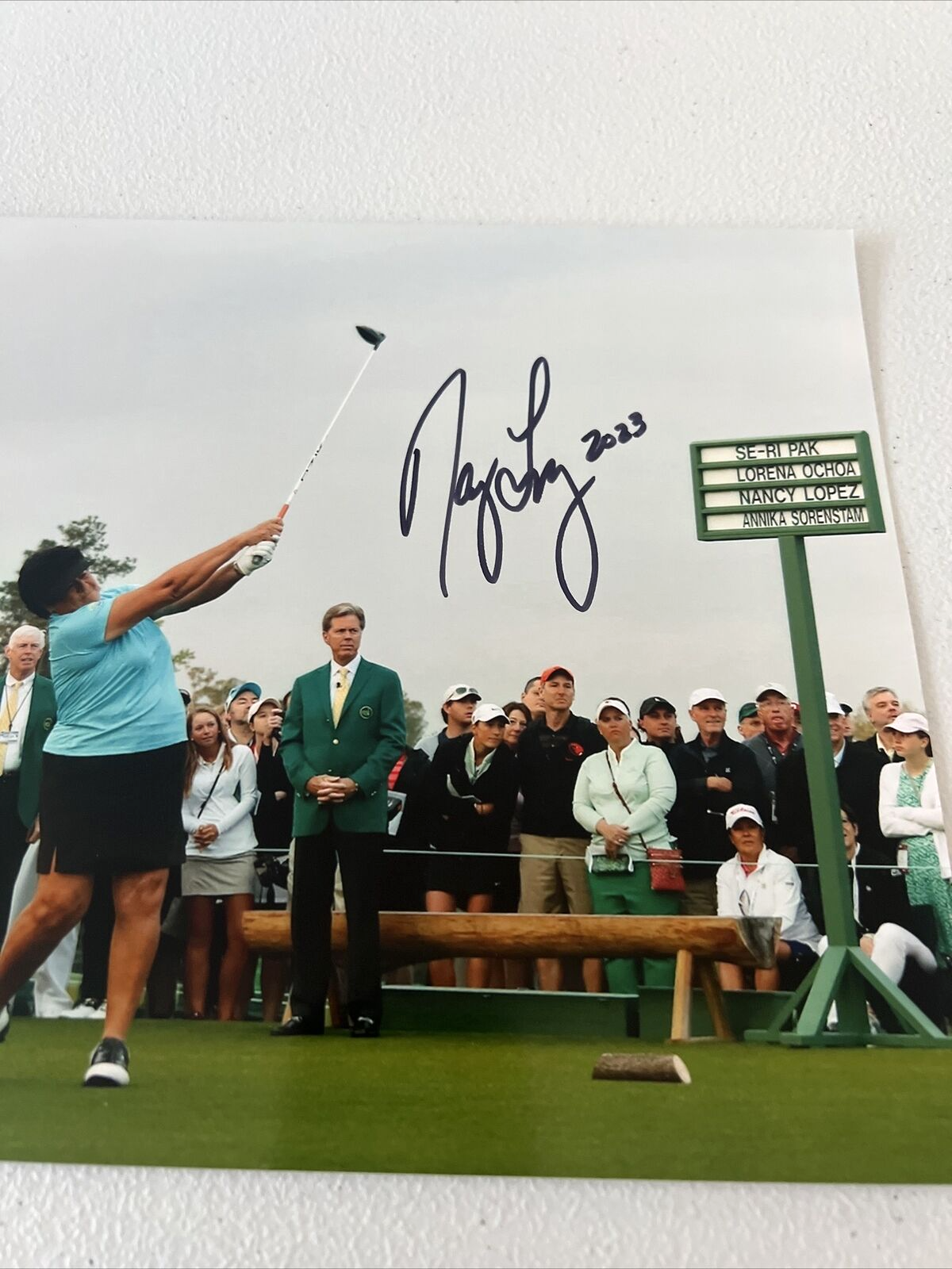 Nancy Lopez "Golf" Autographed Signed 2023 Masters Tee Off 8x10 Photo JSA COA