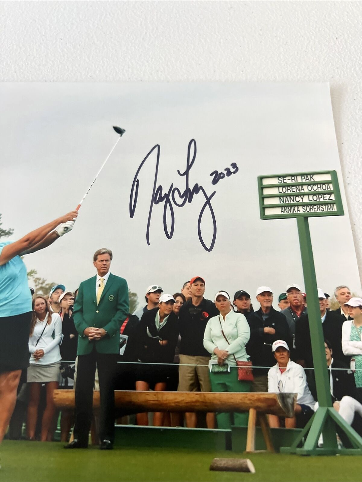 Nancy Lopez "Golf" Autographed Signed 2023 Masters Tee Off 8x10 Photo JSA COA