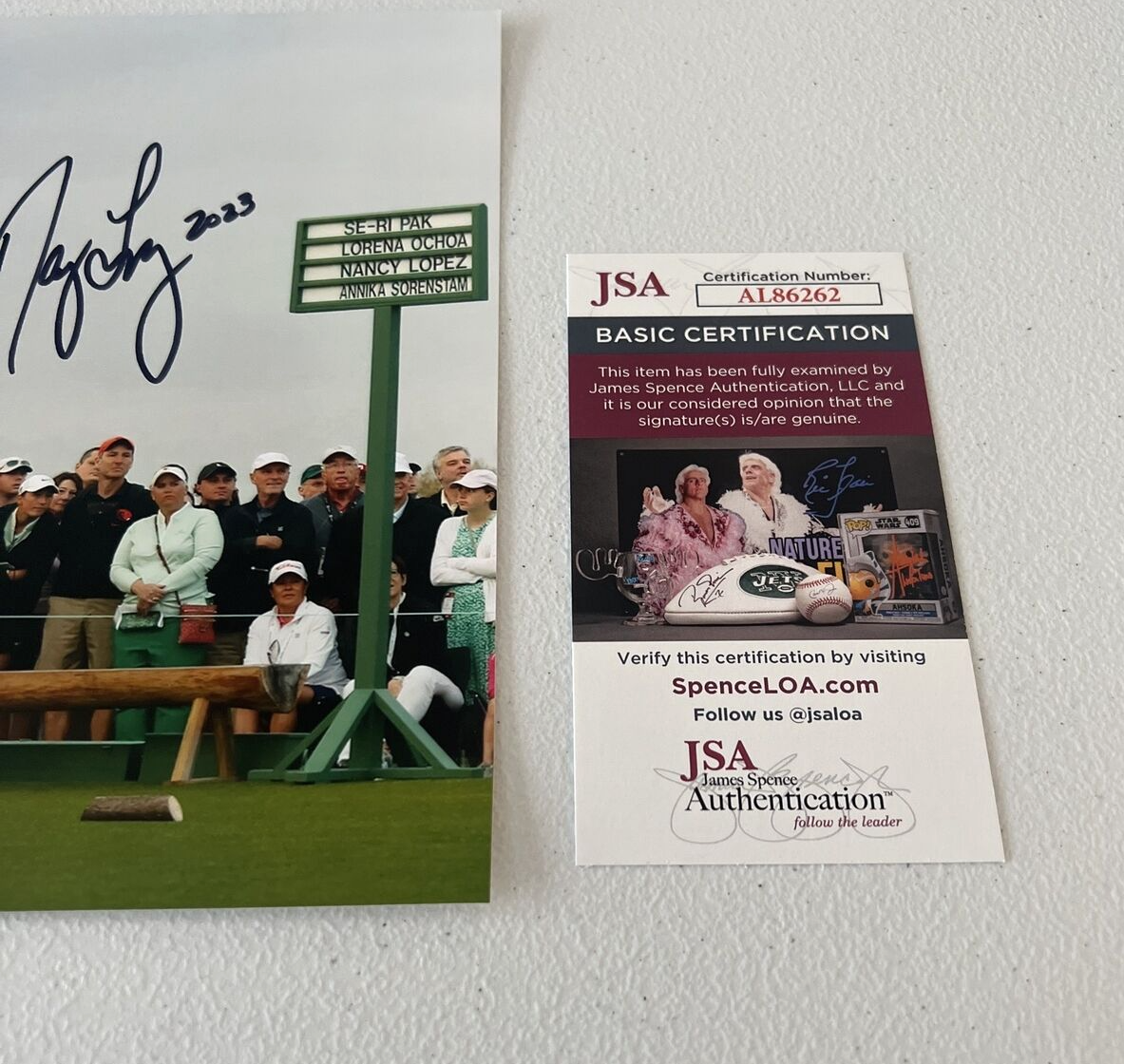 Nancy Lopez "Golf" Autographed Signed 2023 Masters Tee Off 8x10 Photo JSA COA