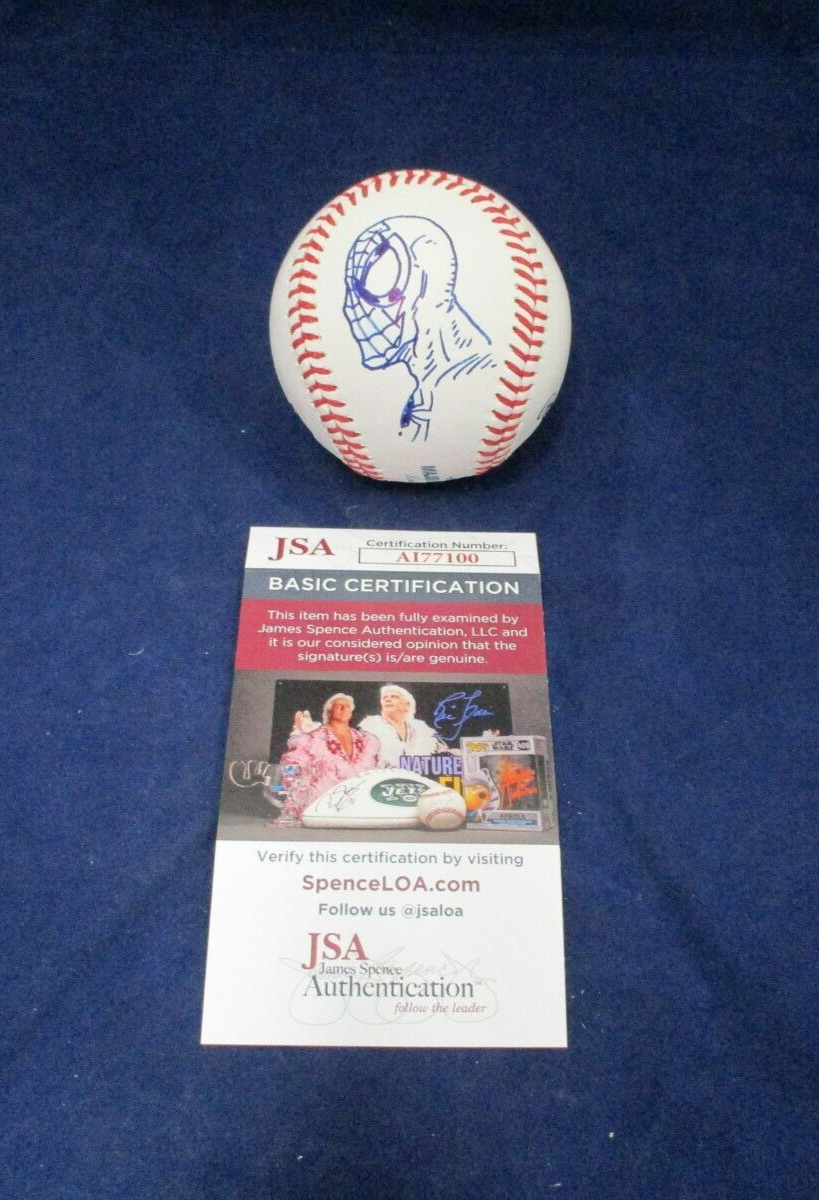 1/1 Spiderman Sketched Baseball Autographed by Sam De La Rosa JSA COA #AI77100