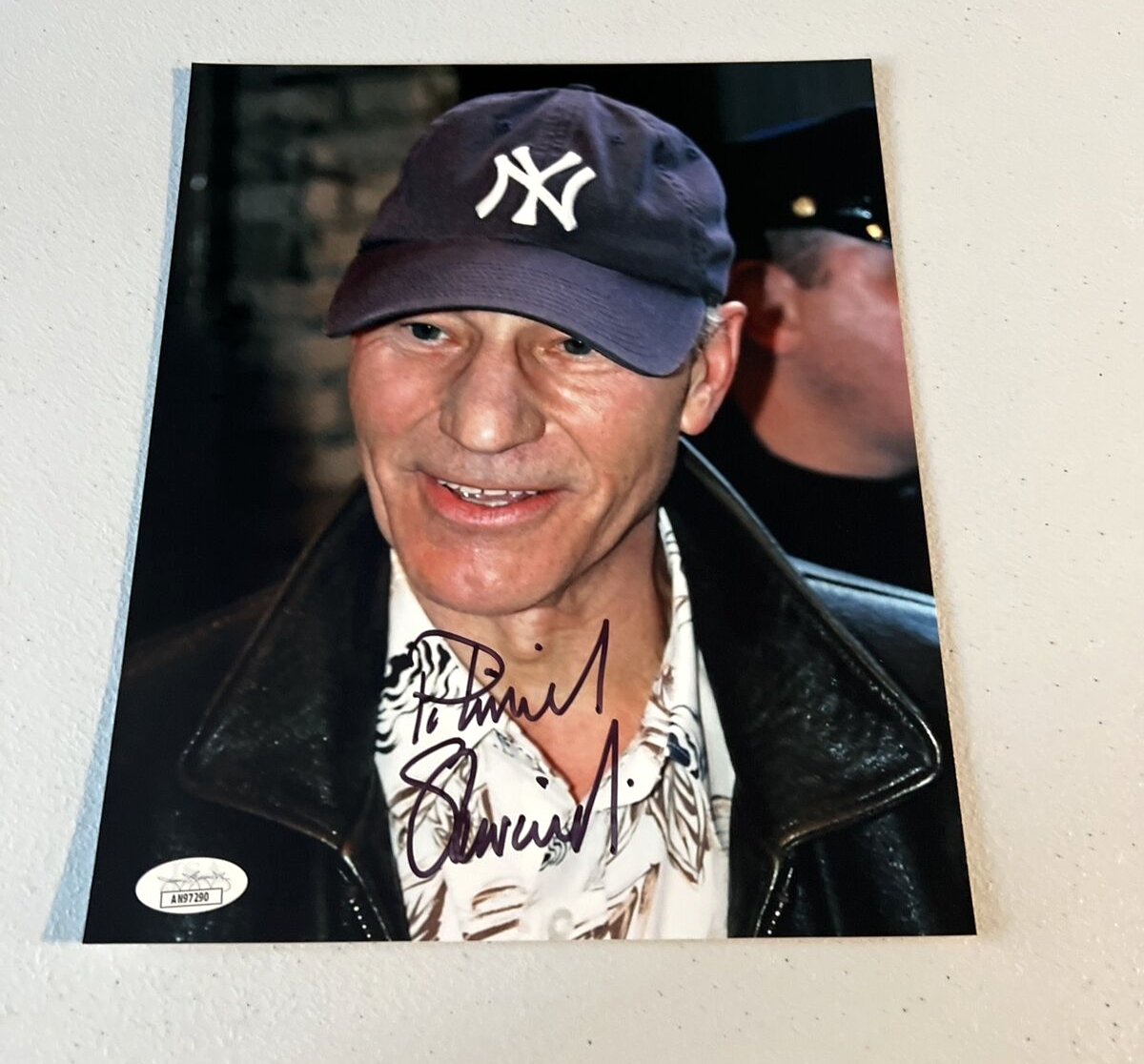 Patrick Stewart Autographed Signed Wearing Yankees Hat 8x10 Photo JSA COA