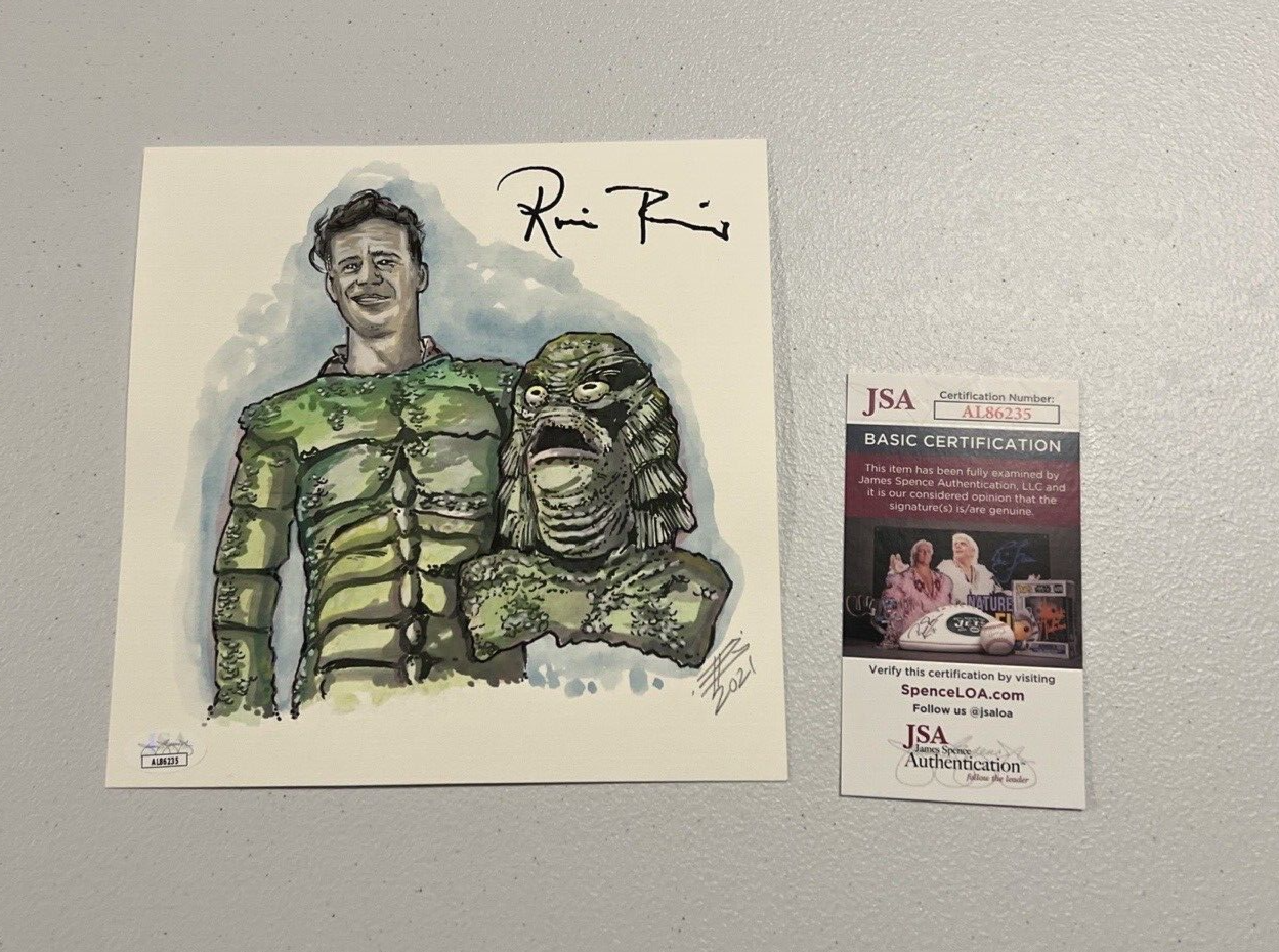 Ricou Browning "Gill Man" Autographed Signed 2021 8x8 Artwork JSA COA #AL86235