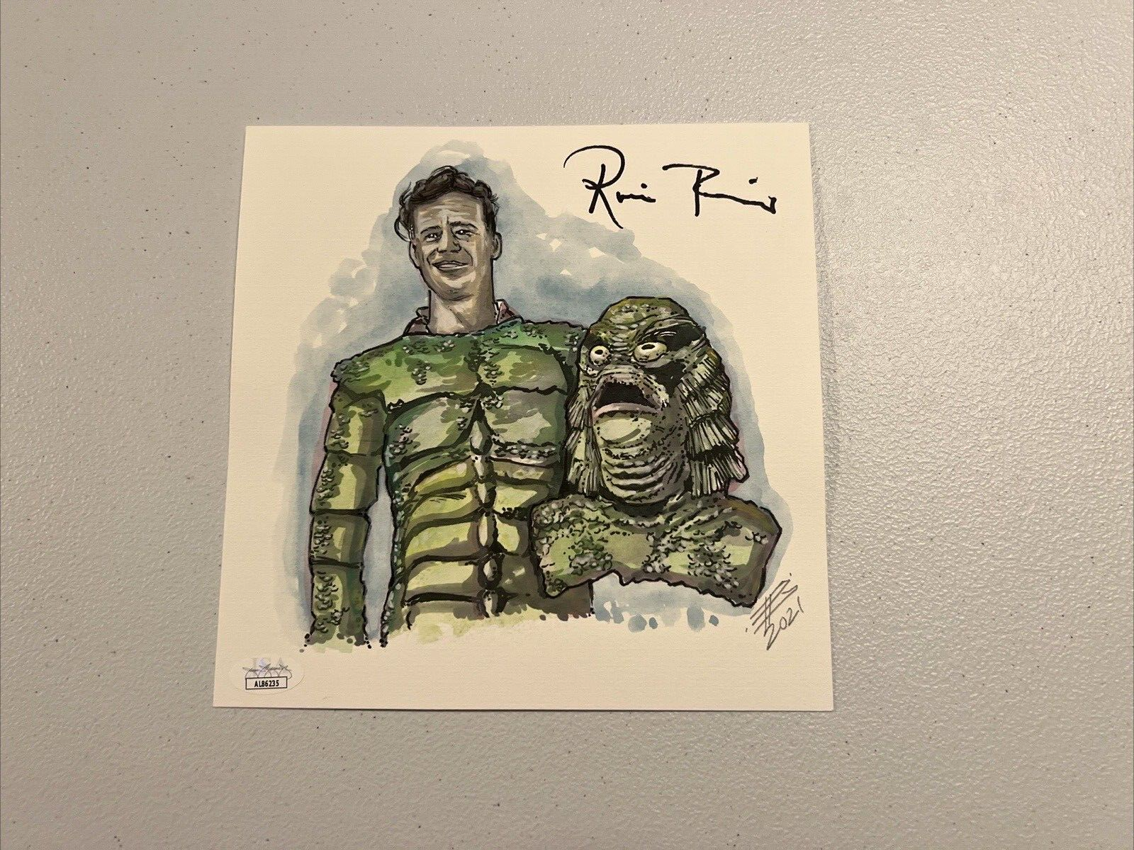 Ricou Browning "Gill Man" Autographed Signed 2021 8x8 Artwork JSA COA #AL86235